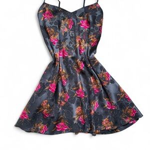 Victoria Secret 80s Vintage Gold label sheer floral mini slip dress